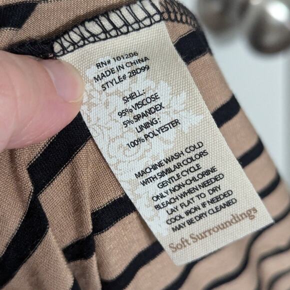 Soft Surroundings Here To Infinity Striped Maxi Dress Sleeveless Black Tan XL - Picture 5 of 5